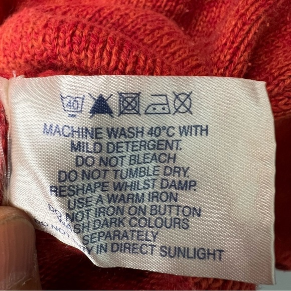 Tulchan Cotton V Neck Sweater Orange Sz M Buttons Teacher Artsy Student Retro - Picture 10 of 11